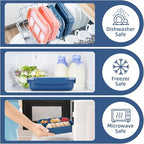QQKO Bento Box Adult Lunch Box, Lunch Containers for Adults Men Women, Kids Lunch Boxes for School with 4 Compartments, Sauce Container, Utensils and Muffin Cups, Navy