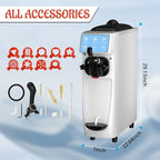 Soft Serve Ice Cream Machine, 4 to 4.5 Gal/H Ice Cream Maker 7 Inch Screen Soft Serve Machine with Pre-Cooling & Fresh-Keeping, 6L Stainless Hopper, Enclosed Body for Home Party Café Store