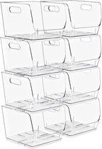 Sorbus Stackable Storage Bins Open Front, Clear Stackable Storage Bins, Pantry Bins for Storage and Organization, Acrylic Stackable Bins for Kitchen, Clear Pantry Organizer Bins (Medium Sqware 8 Pack)