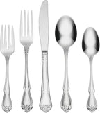 Oneida Silverware Set, True Rose 20-Piece Everyday Flatware Set, Service For 4, 18/0 Stainless Steel, Dishwasher Safe, Knife Spoons And Forks Set, Home And Kitchen Utensils (Silver, 20 Piece)