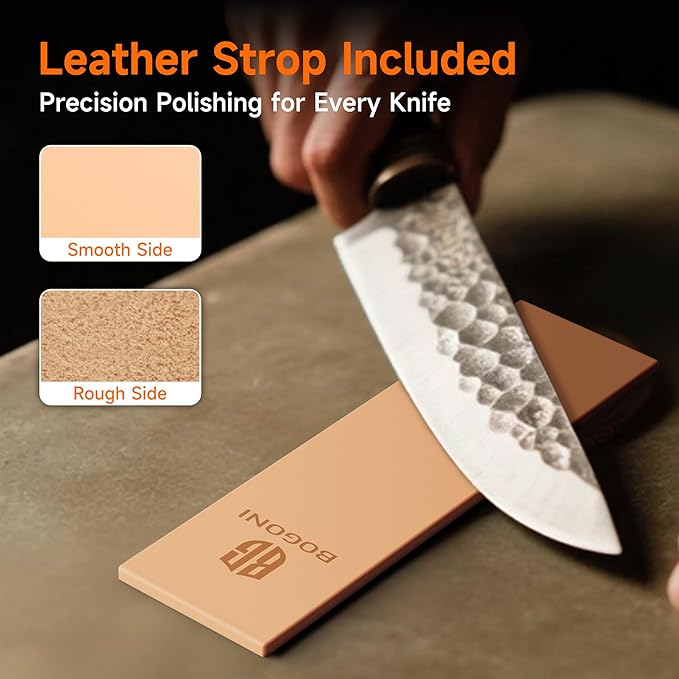 Rolling Knife Sharpener, Diamond & Ceramic Disc, 15° & 20° Magnetic Angle, Fast & Safe for Any Hardness, Sharpening Kit for Kitchen & Pocket Knives, Razor-Sharp Edge, Leather Strop, Classic Kit