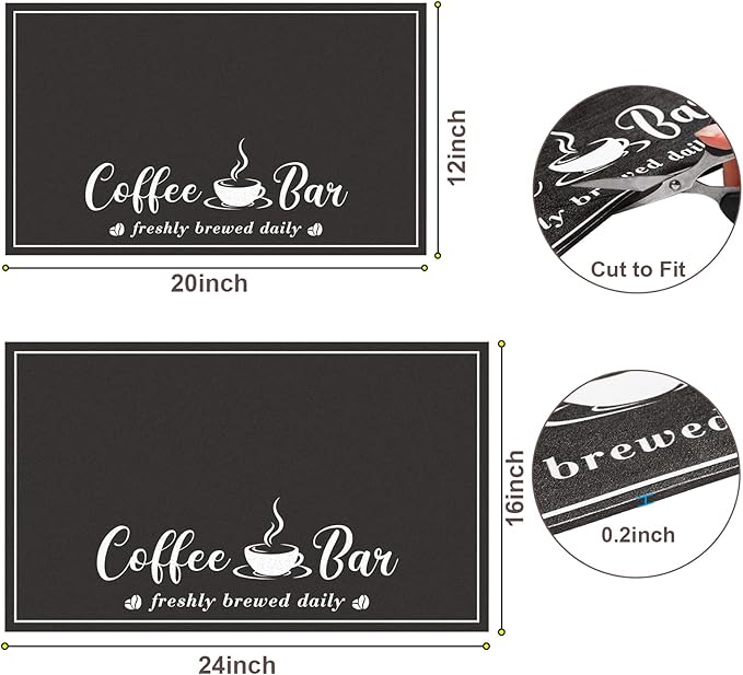 CooRug Absorbent Coffee Mat, Fashion Dish Drying Mat for Kitchen Counter Coffee Bar Accessories Espresso Machine Dish Rack 12" x 20" Black