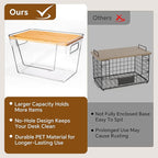 Criusia 4 Set Pantry Organizers and Storage with Bamboo Lids, Stackable Clear Bins for Onion, Potato, Fruit, Vegetables, Trash Bag Dispenser, Kitchen and Under Sink Organizer