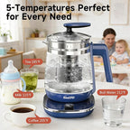 1200w Electric Kettle, 1.5L Borosilicate Glass tea kettle, Hot water kettle electric for Coffee or Tea, BPA Free, Auto Shut-Off, Stainless Steel, Fast Boil, Blue