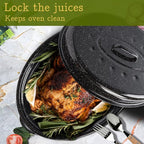 Roasting Pan 18.3 inch Roaster Pan Set Enamel Oven Roaster Pan with Lid for Turkey Chicken Cookware