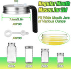 Palksky Mason Jar Lids with Straw Hole & Handle for Regular Mouth Jars, Leak-Resistant Drinking Lids with Extra Silicone Rings, Mason Jar Straw Lids for Iced Coffee, Lemonade, Juice (2 Pack)