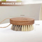 2 Pack Wooden Vegetable Brush for Food - Dual Bristle Potato Brush Scrubber with Hanging Rope | Natural Compostable Kitchen Vegetable Scrubber for Potatoes, Carrots, Fruits
