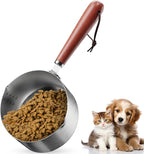 2 Cup Dog Food Scoop 304 Stainless Steel Dog Food Measuring Cups Metal Pet Scooper with Inner Precision Scale Measurement for Dogs, Cats, Birds & Rabbits