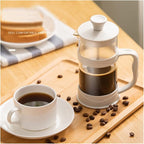 Transparent Glass French Press Pot Heat-resistant Coffee Teapot Filter Cup Hand Punch Cold Brew Pot Household Office Coffee Cups(1pcs1L)
