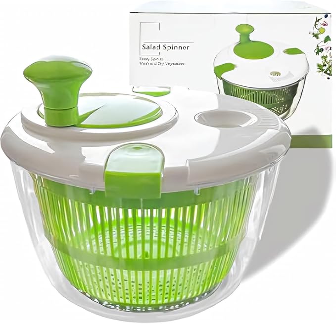 Large 5 Qt Salad Spinner - Lettuce Spinner, Fruit Washer & Vegetable Dryer with Colander & Drain Bowl, Wash Quick and Easy Green Salads, BPA Free