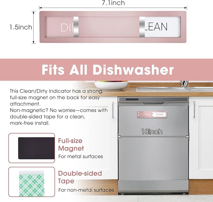 Christmas Dishwasher Magnet - Clean Dirty Sign for Kitchen Decor, 304 Stainless Steel Home Organization and Storage Decor Accessories(Rose Gold-02)