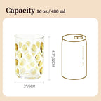 3D Polka Dot Crystal Glass Set of 2 – Hand-Colored Retro Design, Lead-Free Crystal, 16oz Capacity (Green & Yellow)