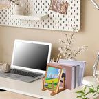 GLOBLELAND 3 Pack 5 Slot Wooden Plate Holders for Displaying Vertical Wooden Puzzle Display Stand Puzzle Storage Organizer Shelf Wood Display Stand for Adults Books Crafts