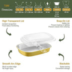 Oval Aluminum Foil Catering Trays with Lids (5 Pack) – 2X Thicker Heavy Duty Gold Serving Platters for Parties, Catering, Takeout & Food Service, 68oz