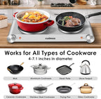 CUSIMAX Hot Plate, Electric Double Burner, 1800W Cast Iron Countertop Cooktop, Portable for Cooking, Compatible for All Cookwares, Easy Clean, Upgraded Version