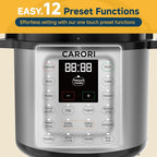 8Qt 12-in-1 Electric Pressure Cooker, 1200W Stainless Steel Multi-Cooker, Slow Cook, Rice Cook, Steamer, Sauté, Yogurt Maker, Warmer & Sterilizer, Safer Venting Design with Recipe Book, Silver