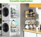 Ofiray-home Magnetic Fridge Shelf with Wood Lid, Fruit Potato Onion Storage Bins, Pantry Organizers, Large Container Spice Rack for Refrigerator, Kitchen Counter, Cabinet (2, Silver)