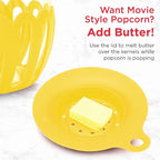 Ecolution Patented Micro-Pop Microwave Popcorn Popper with Temperature Safe Glass,3-in-1 Lid Measures Kernels and Melts Butter,Made Without BPA,Dishwasher Safe,3-Quart,Yellow,(Pack of 4)