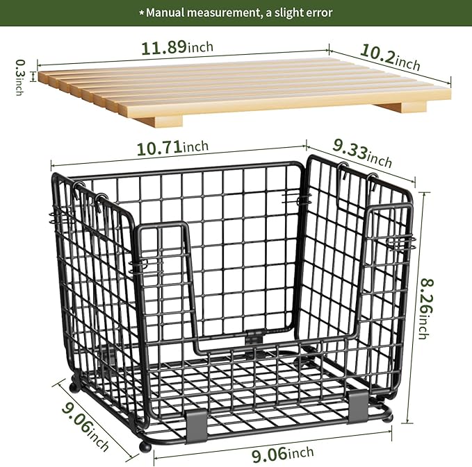 Wire Storage Basket for Kitchen Pantry: GGIU Stackable Kitchen Counter Organizers - Wire Organizing Bin for Produce Vegetable Potato and Onion Black