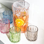 BELLAFORTE Shatterproof Tritan Plastic Short Tumbler, Set of 4, 13oz - Myrtle Beach Unbreakable Crystal Cut Old Fashioned Drinking Glasses for Whiskey - BPA Free - Dishwasher Safe - Pink