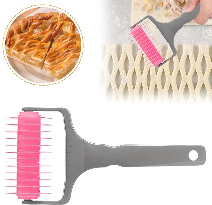 Pastry Lattice Roller Cutter, Pastry Cutter Roller DIY Baking Tool for Dought Cookie Pie, Crust Pastry Wheel for Cutting, Baking & Cooking Tool for Apple Pie Crust or Ravioli Pasta