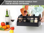 Innovation Kitchen Utensil Holder for Countertop with 4 Compartments, Wood Utensil Organizer for Cooking Tools, Black (Utensil Not Included)