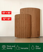 ROYAL CRAFT WOOD Wooden Cutting Boards for Kitchen Meal Prep & Serving - Bamboo Wood Serving Board Set with Deep Juice Groove Side Handles - Charcuterie & Chopping Butcher Block for Meat