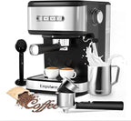 Espresso Machine 20 Bar, 2 in 1 Espresso Maker with Milk Frother Steam Wand for Latte and Cappuccino, Powder and Capsule Portafilter, 50oz Removable Water Tank expresso Coffee Machine for Home-Silver