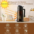 LAKUMIQI 2 in 1 Oil Sprayer for Cooking, 16oz Olive Oil Dispenser Bottle for Kitchen, Food Grade Light-Blocking Leak Proof Glass Spray Bottle for Salad, Air Fryer, BBQ