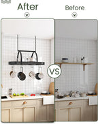 CHOEZON Hanging Pot Rack, Pot Hanger for Kitchen, Ceiling Mounted Pot Holder, Cookware Organizer with 12 S-Shaped Hooks, for Pot, Pan Storage, Space-Saving, Charcoal Black and Black TPR08BCC1