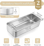 TeamFar Loaf Pan, 12 x 5 Inch Stainless Steel Loaf Pans for Baking Bread, 2 Pack Large Bread Loaf Baking Pan for Homemade Bread, Meatloaf, Cake, Brownies, Non-Toxic, Heavy-duty, Oven & Dishwasher Safe