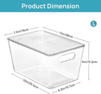 Vtopmart 2 Pack Clear Stackable Storage Bins with Lids, Large Plastic Containers with Handle for Pantry Organizer and Storage,Perfect for Bathroom,Cabinet,Kitchen,Fridge,Closet Organization