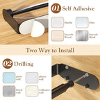 3 Pack Paper Towel Holder Under Cabinet + 2 Towel Robe Hooks, Single Hand Operable Wall Mount Paper Towel Holder with Damping Effect, Adhesive or Drilled Paper Roll Holders for Kitchen, Bathroom, RV