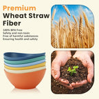 Homienly 60oz Wheat Straw Bowls Set of 6 Salad Bowls Large Popcorn Bowl Unbreakable Serving Bowls Microwave & Dishwasher Safe Bowl Set Centerpiece Bowls for Kitchen, Party, Decor, Camping (Multi)