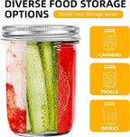 Miuyhji Mason Jars 16 oz with Lids, 12Pcs Wide Mouth Glass Canning Jars with Airtight Lids and Bands, Overnight Oats Containers for Pickling, Freezing, Preserving, Meal Prep, Jar Décor