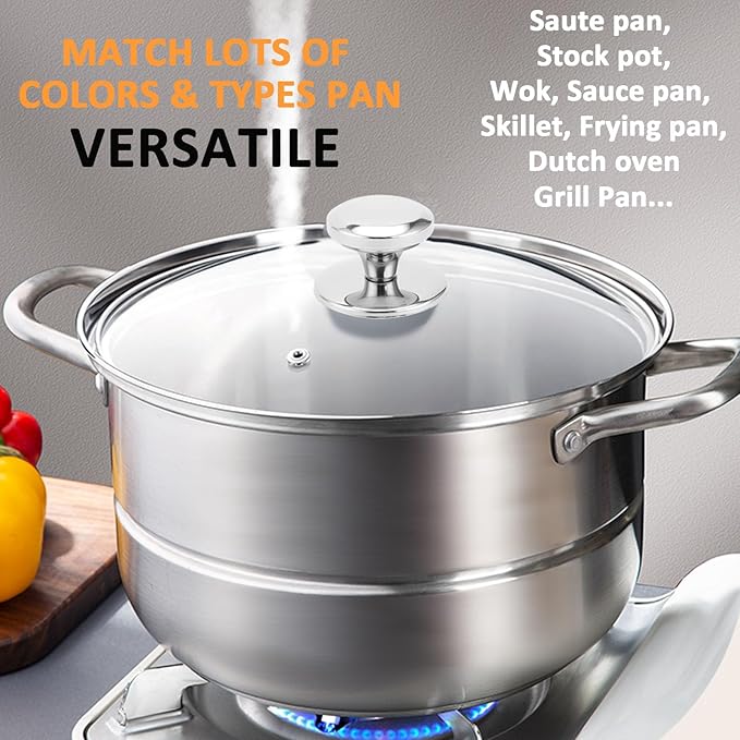 Glass lid for Large Pots and Pans, 14.25 Inch Cover for Replacement, Commercial Lid for Cookware, Frying Pans, Stockpot, Dishwasher safe and oven safe up to 400°F Fit Inner Dia14 to 14.4 Inch