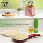 Moss & Stone Electric Crepe Maker 8 Inch, Portable Crepe Maker & Hot Plate Cooktop On/Off Switch, Nonstick Coating, Dual Temperature Setting, Easy To Use For Pancakes, Blintz, Chapati