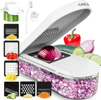 Fullstar Mandoline Slicer for Kitchen - Vegetable Chopper, Onion Potato Food Veggie Fruit Slicer and Cutter with Container, Kitchen Gadgets & Accessories, Home Essentials (6-in-1, Full White)