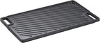 VEVOR Reversible Grill/Griddle, 9.7"x16.7" Pre-Seasoned Cast Iron Griddle, Rectangular Double Burner Griddle Pan, Non-Stick Family Pan Cookware with Handles, Flat Top Plate for BBQ, Gas Grill, Black