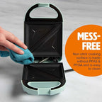 Tasty Mini Sandwich Maker, Makes Sandwiches, Paninis, Grilled Cheese, Desserts, Quick Results, Easy Cleanup, 600W, Aqua