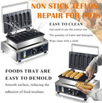 Commercial Corn Dog Waffle Maker,1600W Lolly Stick Waffle Maker,6 Slice Non-Stick,Stainless Steel Corn Hot Dog Waffle Iron with Temp and Time Control, for Restaurant Bakery Snack Bar Family.