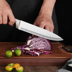 Kitchen Knife Set, 9-Piece Red Kitchen Knife Set with Acrylic Block, Non Stick Sharp High Carbon Stainless Steel Knife Set for Kitchen Cutting Meat Slicing Chopping Kitchen Gifts for Women (Red)