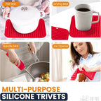 Silicone Trivet Mats 4 Heat Resistant Pot Holders Multipurpose Non-Slip Hot Pads for Kitchen Potholders, Drying mat, Jar Opener, Spoon Holder, Coaster.(Crimson red)