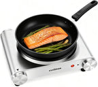 Electric Stove, CUSIMAX Portable Hot Plate for Countertop, Single Cast Iron Burner, 1500 Watts 7-Stage Temperature Control, Suitable for Any Cookware, Easy to Clean