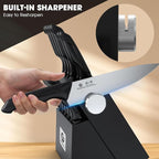 imarku Knife Set with Block, Sharp Knives Set with Built-in Sharpener, Stainless Steel Kitchen Knife Sets with Non-Slip Ergonomic Handle, Dishwasher Safe, 14 PCS Professional Knife Set for Gift, Black