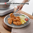 WAGENSTEIGER Stainless Steel Mesh Tray Set with Drip Pan, Air Fryer Basket and Tray, Kitchen Colander, Vegetable and Fruit Strainer, Food Filter, BBQ Prep Tool, Fruit Serving Dishes (9.84 inch)