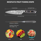 MOSFiATA 4 Inch Paring Knife, Kitchen Knife Fruit Knives with Sheath, German High Carbon Stainless Steel EN1.4116 Precision Cooking Vegetable Knife for Carving, Peeling, Trimming