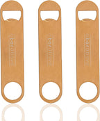 A Bar Above Bottle Opener, Bartender Tool, Flat Bar Blade Speed Opener, Heavy Stainless Steel Beer Cap Lifter With Thumb Hole, Dishwasher Safe Rust Resistant, Bartender Accessories, Cooper, Pack of 3