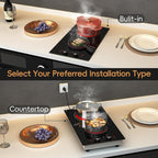 2 Burner Electric Cooktop 120V, 1800W Radiant Electric Stove Top with Countertop & Built-in Design, 12 inch Knob Control Ceramic Cooktop with Safety Lock, 9 Level Power, 99 Min Timer - Plug in
