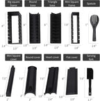Sushi Making Kit Sushi Maker 12 Pcs Plastic Premium set Sushi Tool Set Sushi Rice Roll Mold Shapes, DIY Sushi Roller Tool for Home Beginners.